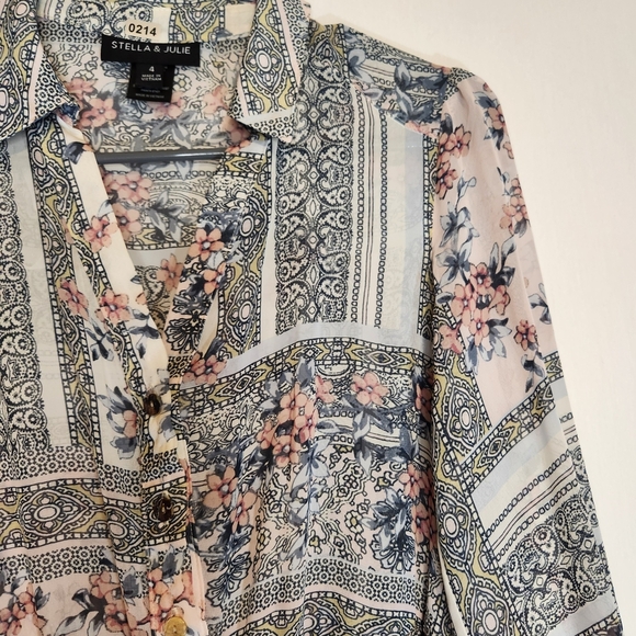 Stella & Ivy Floral Maxi Dress Size 4 Light Blue and Pink Flower - Picture 1 of 9